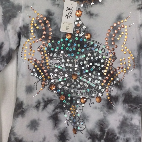 Grey Tie dye embellished long sleeve top - Picture 2 of 9